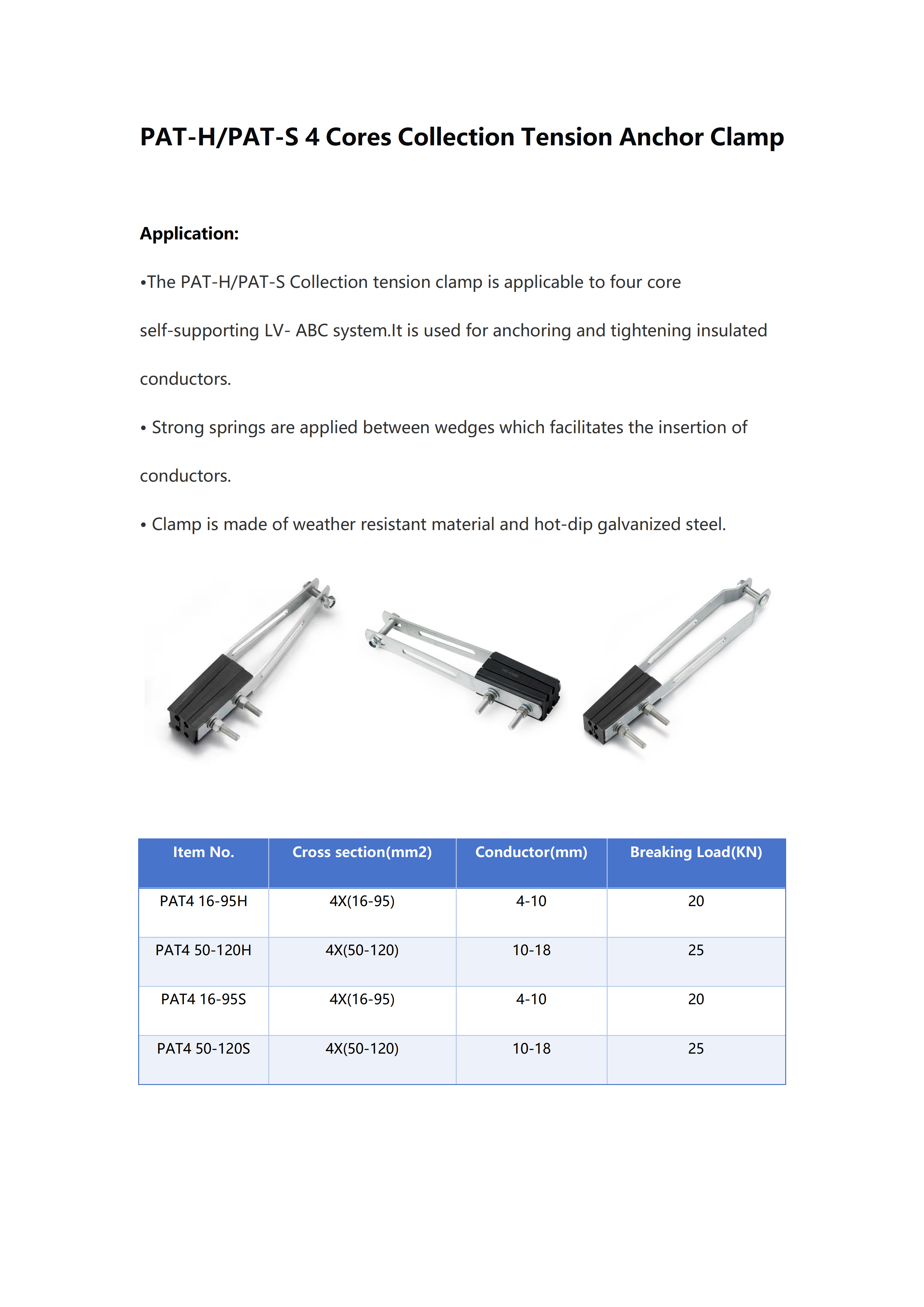 PAT-95H 4 Cores Collection Tension Clamp detail 1